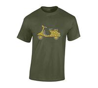 Crown Designs Moped Scooter Cool Novelty Premium Quality Regular Fit T-Shirt Top for Men and Teens - Military Green/3XL