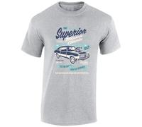 Crown Designs Muscle Car Classic Car Enthusiast Premium Quality Regular Fit T-Shirt Top for Men and Teens - Grey/XL