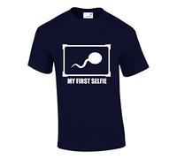 Crown Designs My First Selfie Funny Cool for Men & Teenagers T-Shirts Tops - Navy/Large