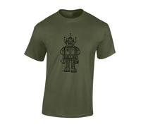 Crown Designs My Little Robot Cool Premium Quality Regular Fit T-Shirt Top for Men and Teens - Green/M