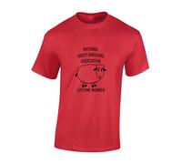 Crown Designs National Sheep Shaggers Association Funny Rude Humor Premium Quality Regular Fit T-Shirt Top for Men and Teens - Red/XL