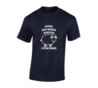 Crown Designs National Sheep Shaggers Association Funny Rude Humor Premium Quality Regular Fit T-Shirt Top for Men and Teens - Blue / 4XL