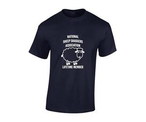 Crown Designs National Sheep Shaggers Association Funny Rude Humor Premium Quality Regular Fit T-Shirt Top for Men and Teens - Blue / 4XL