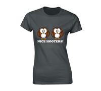 Crown Designs Nice Hooters Funny Rude Humor Premium Quality Fitted T-Shirt Top for Women and Teens - Grey / 14-16