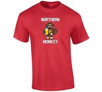 Crown Designs Northern Monkey Funny Premium Quality Regular Fit T-Shirt Top for Men and Teens - Red/X-Large