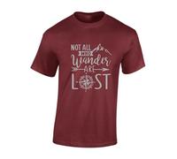 Crown Designs Not All Who Wander are Lost Cool Premium Quality Regular Fit T-Shirt Top for Men and Teens - Red/L