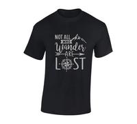 Crown Designs Not All Who Wander are Lost Cool Premium Quality Regular Fit T-Shirt Top for Men and Teens - Black/XL
