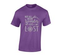 Crown Designs Not All Who Wander are Lost Cool Premium Quality Regular Fit T-Shirt Top for Men and Teens - Purple/XXL
