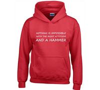 Crown Designs Nothing is Impossible Inspitational Words Unisex Hoodies for Men, Women & Teenagers - Red/Small
