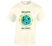 Crown Designs One Earth One Chance Recycle Save The Seas Climate Change Top Premium Quality Regular Fit T-Shirt Top for Men and Teens - Brown/L