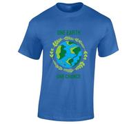 Crown Designs One Earth One Chance Recycle Save The Seas Climate Change Top Premium Quality Regular Fit T-Shirt Top for Men and Teens - Blue / 4XL