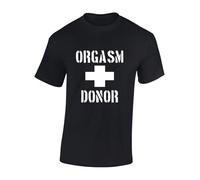Crown Designs Orgasm Donor Funny Rude Humor Premium Quality Regular Fit T-Shirt Top for Men and Teens - Black/M