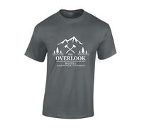 Crown Designs Overlook Hotel Classic Horror Movie Inspired Premium Quality Regular Fit T-Shirt Top for Men and Teens - Grey/3XL Charcoal