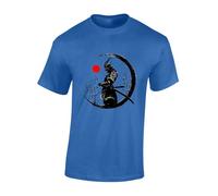 Crown Designs Painted Samurai Cool Premium Quality Regular Fit T-Shirt Top for Men and Teens - Blue/M