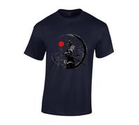 Crown Designs Painted Samurai Cool Premium Quality Regular Fit T-Shirt Top for Men and Teens - Blue/XL