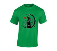 Crown Designs Painted Samurai Cool Premium Quality Regular Fit T-Shirt Top for Men and Teens - Green/3XL