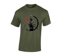 Crown Designs Painted Samurai Cool Premium Quality Regular Fit T-Shirt Top for Men and Teens - Green/XL