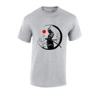 Crown Designs Painted Samurai Cool Premium Quality Regular Fit T-Shirt Top for Men and Teens - Grey/XL