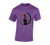 Crown Designs Painted Samurai Cool Premium Quality Regular Fit T-Shirt Top for Men and Teens - Purple/S