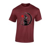 Crown Designs Painted Samurai Cool Premium Quality Regular Fit T-Shirt Top for Men and Teens - Red/XXL