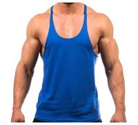 Crown Designs Plain Colour Bodybuilding Weight-Training Sports Stringer Vest Top with Y Back Racerback Fit for Men & Teens - Royal/X-Large