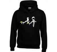 Crown Designs Pulp Fiction Banksy Style Unisex Hoodies for Men, Women & Teenagers - Black/Large