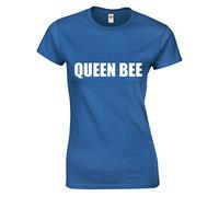 Crown Designs Queen Bee for Women & Teenagers Fitted T-Shirts Tops - Royal Blue/XL - 12/14