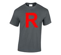 Crown Designs R Team Rocket Logo Pocket Monsters Inspired for Men & Teenagers T-Shirts Tops - Charcoal/Medium