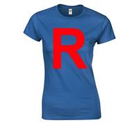 Crown Designs R Team Rocket Logo Pocket Monsters Inspired Gift for Women & Teenagers Fitted T-Shirts Tops - Royal Blue/L - 10/12