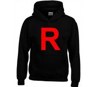 Crown Designs R Team Rocket Logo Pocket Monsters Inspired Gift Unisex Hoodies for Men, Women & Teenagers - Black/Medium