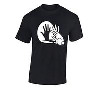 Crown Designs Rabbit Hand Shadow Puppet Funny Cool for Men & Teenagers T-Shirts Tops - Black/Large