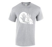 Crown Designs Rabbit Hand Shadow Puppet Funny Cool for Men & Teenagers T-Shirts Tops - Grey/Small