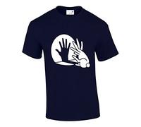 Crown Designs Rabbit Hand Shadow Puppet Funny Cool for Men & Teenagers T-Shirts Tops - Navy/X-Large