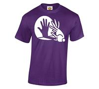 Crown Designs Rabbit Hand Shadow Puppet Funny Cool for Men & Teenagers T-Shirts Tops - Purple/3XL