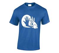 Crown Designs Rabbit Hand Shadow Puppet Funny Cool for Men & Teenagers T-Shirts Tops - Royal/Medium