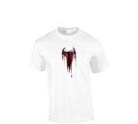 Crown Designs Red Dripping Paint Trooper Space Wars Sci Fi Movie Film Inspired Premium Quality Regular Fit T-Shirt Top for Men and Teens - White/Medium