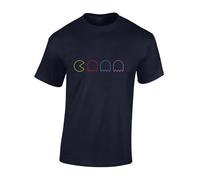 Crown Designs Retro Gaming Ghosts Funny Premium Quality Regular Fit T-Shirt Top for Men and Teens - Navy/Medium