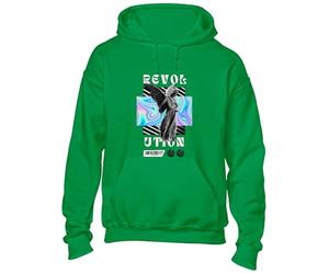 Crown Designs Revolution Angel Cool Modern Fashion Graffiti Art Banksy Top Premium Quality Unisex Hoodies for Men, Women and Teens - Green/L