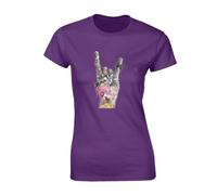Crown Designs Rock Hand Banksy Street Artist Inspired Premium Quality Fitted T-Shirt Top for Women and Teens - Purple / 14-16