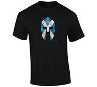 Crown Designs Scotland Spartan Action Movie Film Inspired Premium Quality Regular Fit T-Shirt Top for Men and Teens - Black/Large