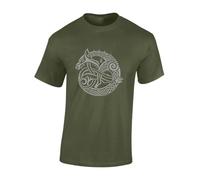 Crown Designs Serpent Celtic Cool Premium Quality Regular Fit T-Shirt Top for Men and Teens - Green/M