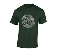 Crown Designs Serpent Celtic Cool Premium Quality Regular Fit T-Shirt Top for Men and Teens - Green/S