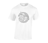 Crown Designs Serpent Celtic Cool Premium Quality Regular Fit T-Shirt Top for Men and Teens - White/L