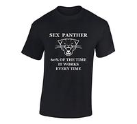 Crown Designs Sex Panther Funny Cool for Men & Teenagers T-Shirts Tops - Black/Small