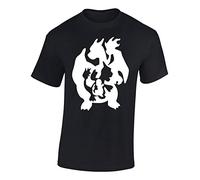 Crown Designs Silhouette Pocket Monsters Inspired for Men & Teenagers T-Shirts Tops - Black/Large