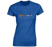 Crown Designs Solar System Cool Funky Geek Nerd Premium Quality Fitted T-Shirt Top for Women and Teens - Royal/L - 10/12
