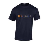 Crown Designs Solar System Cool Funky Geek Nerd Premium Quality Regular Fit T-Shirt Top for Men and Teens - Navy/Large