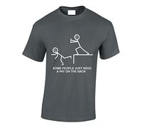 Crown Designs Some People Just Need a Pat on The Back Funny Cool for Men & Teenagers T-Shirts Tops - Charcoal/Large
