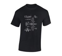 Crown Designs Spitfire Blueprint Cool Premium Quality Regular Fit T-Shirt Top for Men and Teens - Black/M