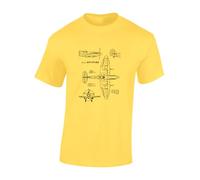 Crown Designs Spitfire Blueprint Cool Premium Quality Regular Fit T-Shirt Top for Men and Teens - Yellow/M